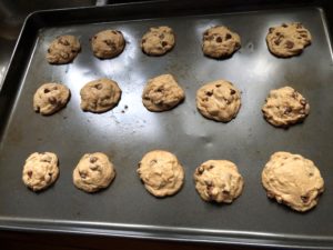 chocolate chip cookies on pan